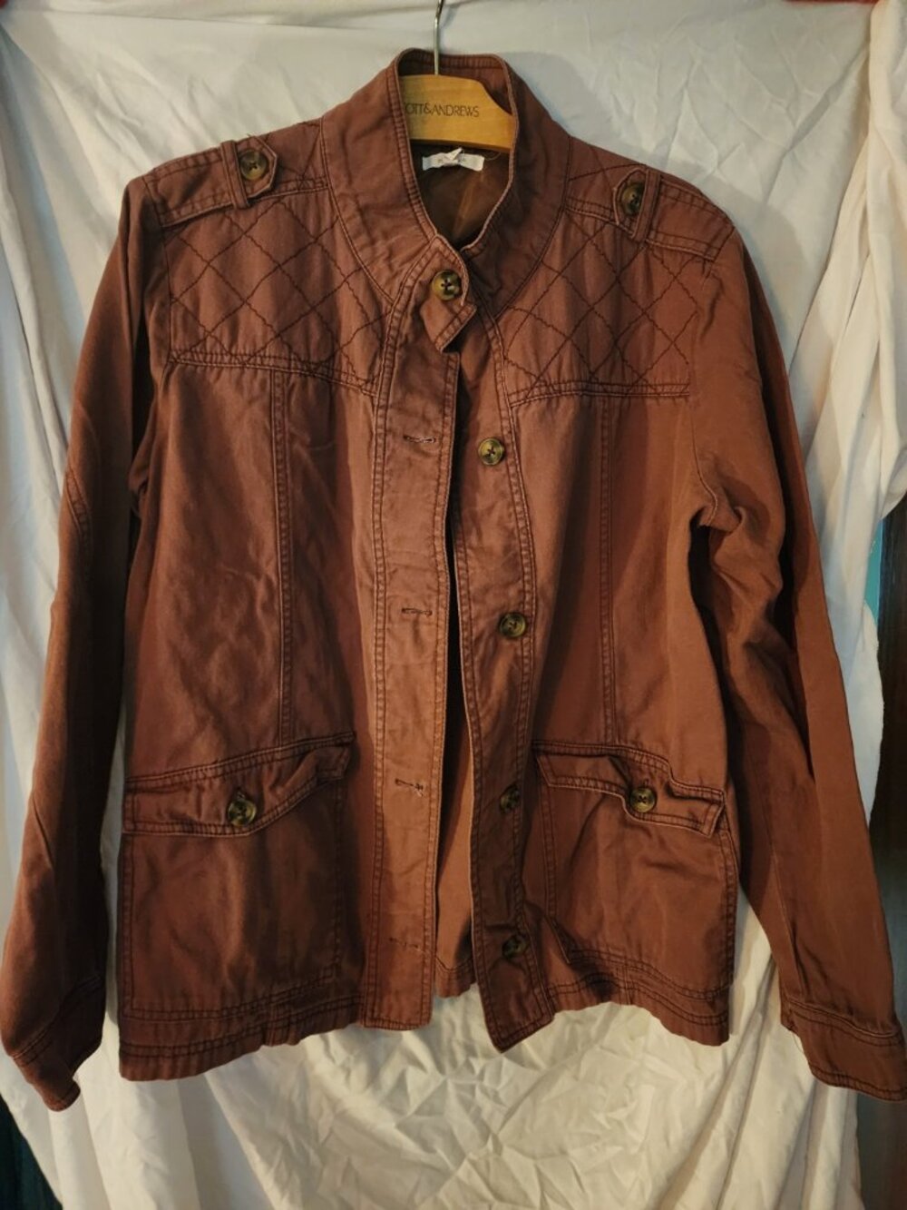 Maurices Large Rust Brown Quilted Utility Field Jacket